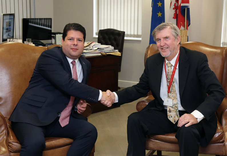 Gibraltar Chief Minister Fabian Picardo of Gibraltar and Joe Farrell, Jr CEO of Resolve Marine Group